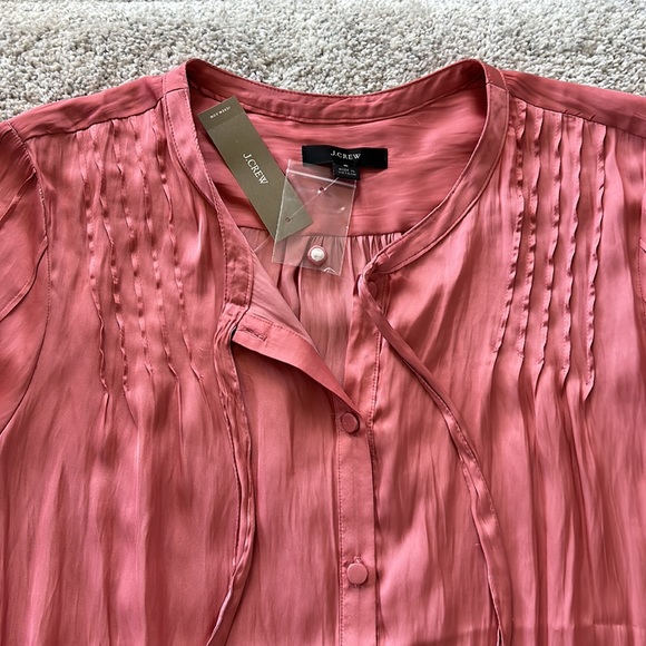 J Crew Featherweight Satin Tie Neck Top - Picture 3 of 9